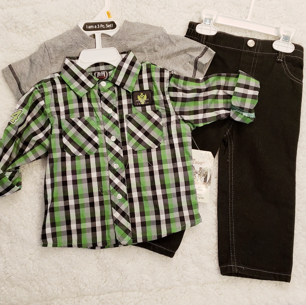 New 3pc Shirt & Pants Set